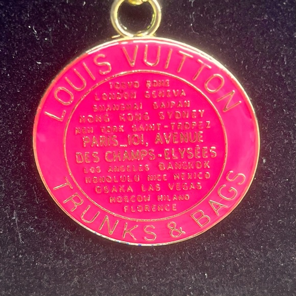 Auth Louis Vuitton vintage hot pink trunk charm up-cycled necklace - Picture 2 of 6